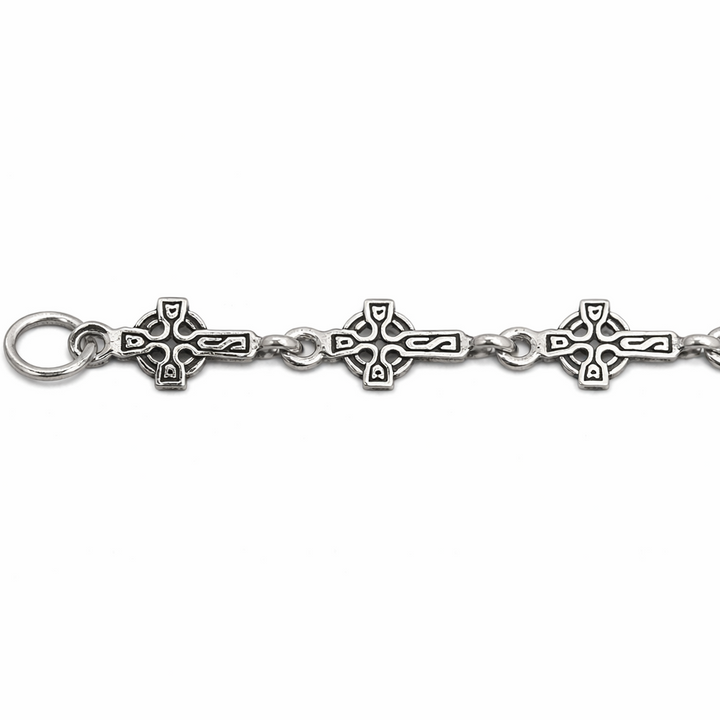 Sterling Silver Celtic Cross Link Bracelet – 7 Inch Religious Bracelet