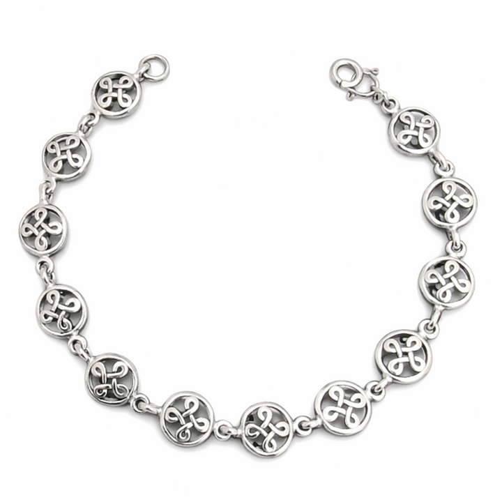 Sterling Silver Celtic Trinity Knot Link Bracelet – 7 1/4 Inch Round Celtic Knot Bracelet