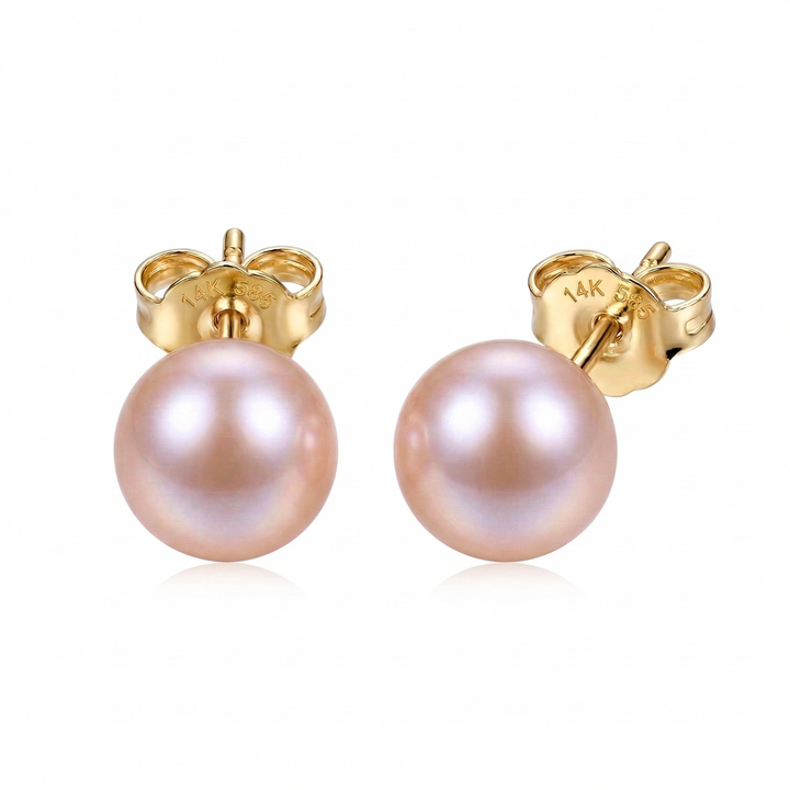 14K Gold 9 mm Lavender South Sea Pearl Stud Earrings