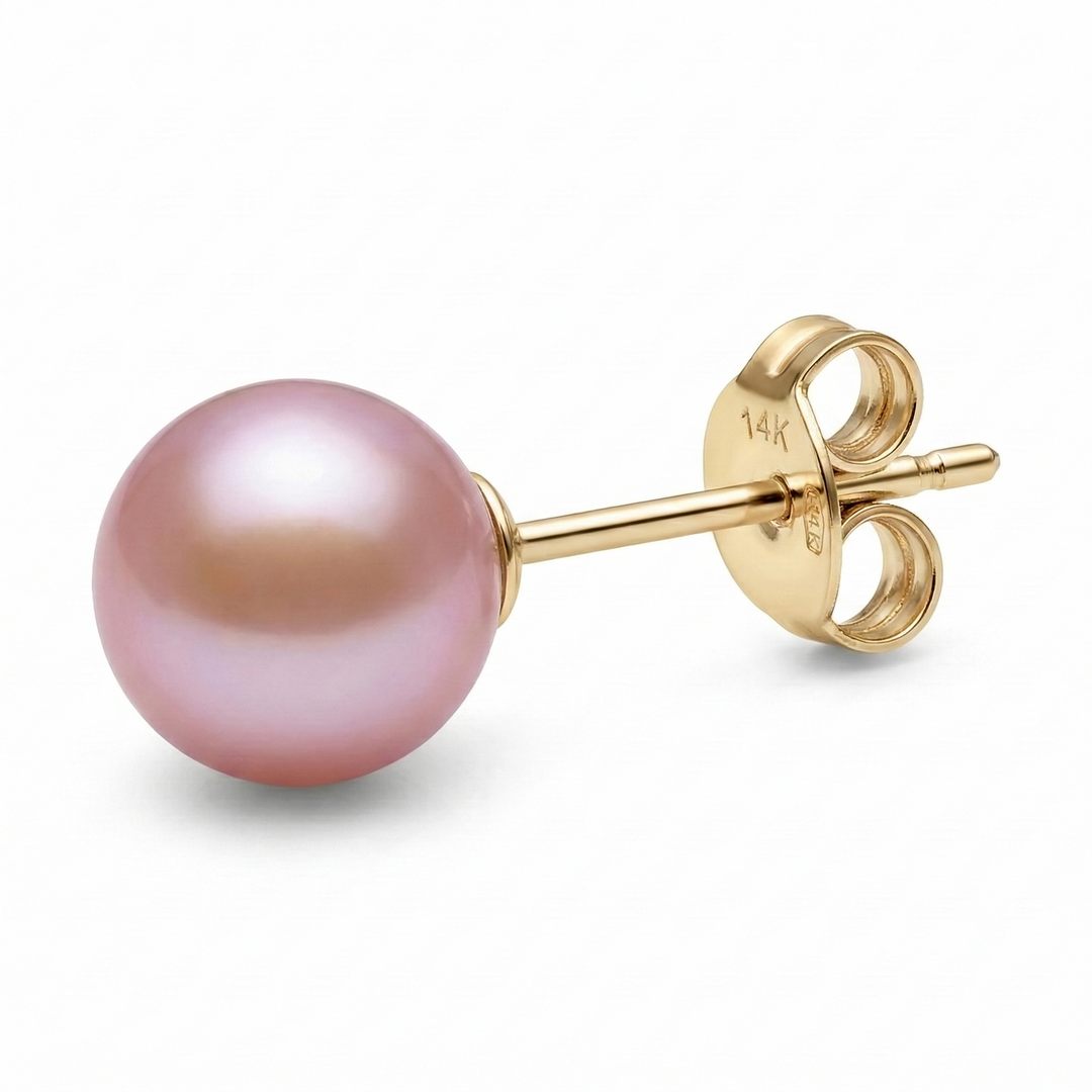 14K Gold 9 mm Lavender South Sea Pearl Stud Earrings