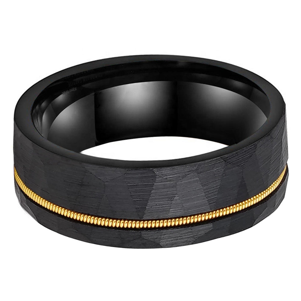 14K Yellow Gold and Tungsten Guitar String Ring