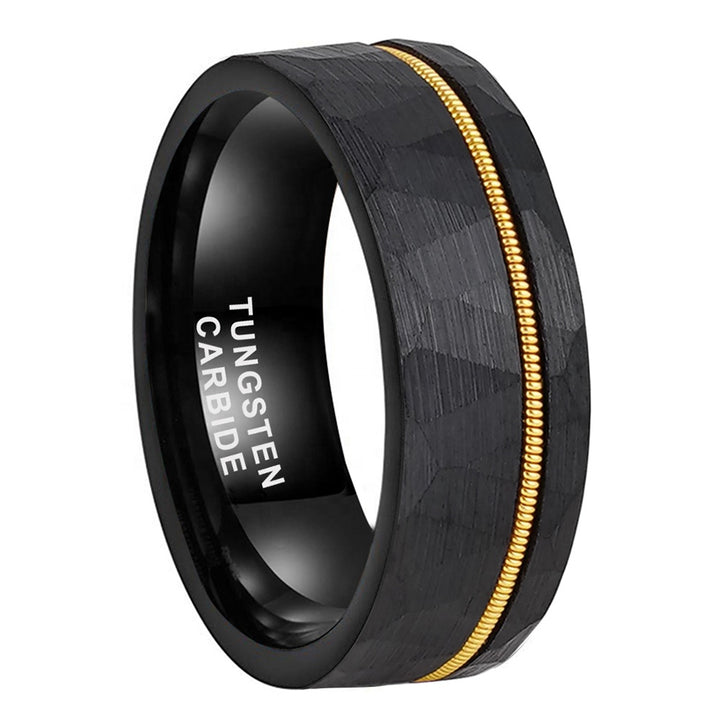 14K Yellow Gold and Tungsten Guitar String Ring