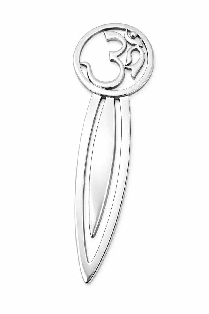 Sterling Silver Om Bookmark – 3.6" Hindu Om Symbol Book Mark | Yoga Meditation Gift