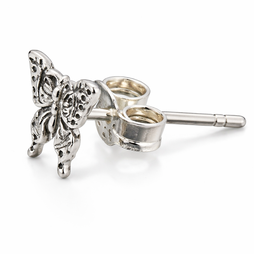 Sterling Silver Butterfly Stud Earrings – Dainty 0.25" Butterfly Earrings