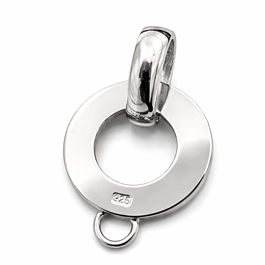 Sterling Silver Charm Holder Pendant – 1.2 Inch Drop with Bail – Open Circle Charm Carrier for Interchangeable Charms