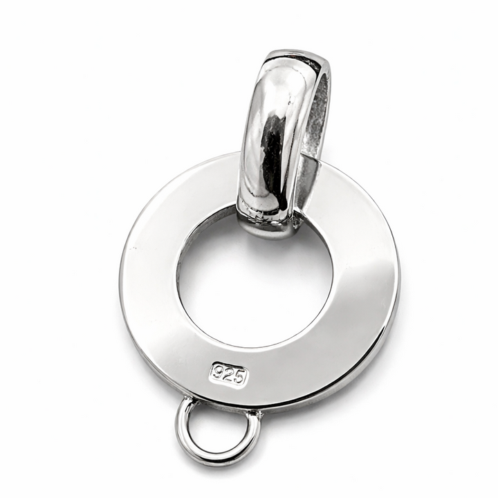 Sterling Silver Charm Holder Pendant – 1.2 Inch Drop with Bail – Open Circle Charm Carrier for Interchangeable Charms