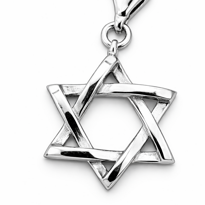 Sterling Silver Star of David Charm Pendant 1.45 Inch with Clasp – Polished Jewish Star Jewelry, Magen David Charm, Bracelet or Necklace Pendant Gift