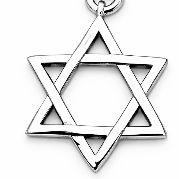 Sterling Silver Star of David Charm Pendant 1.4 Inch with Clasp – Polished Magen David Jewish Star Jewelry, Open Design Necklace or Bracelet Charm Gift