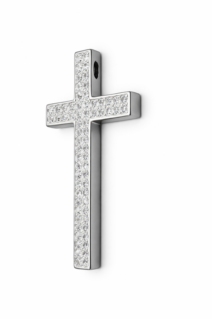 Sterling Silver Crystal Cross Pendant 2.05 Inch – Polished CZ Pave Cross Necklace Pendant, Religious Christian Jewelry, Large Statement Cross Gift for Men or Women