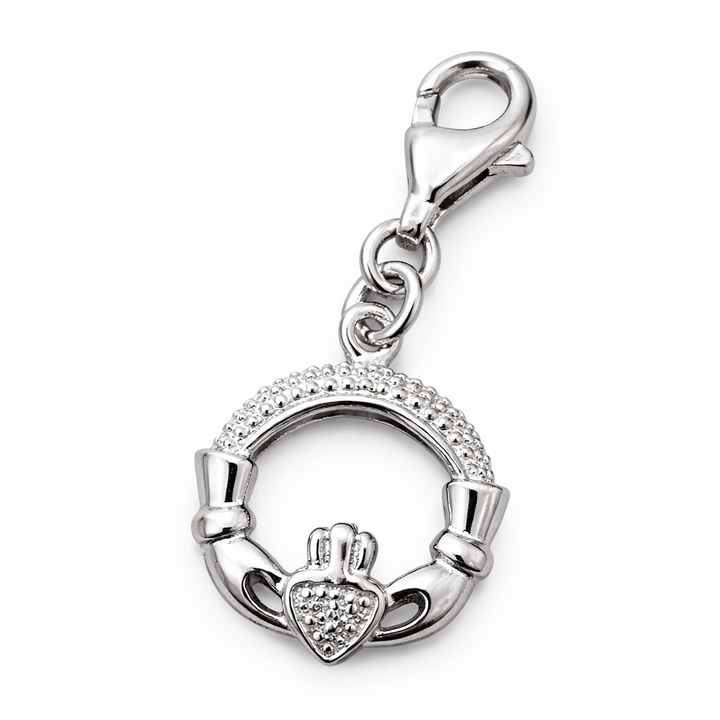 Sterling Silver Claddagh Charm – 1.2" Drop Pendant w/ Clasp Irish Jewelry