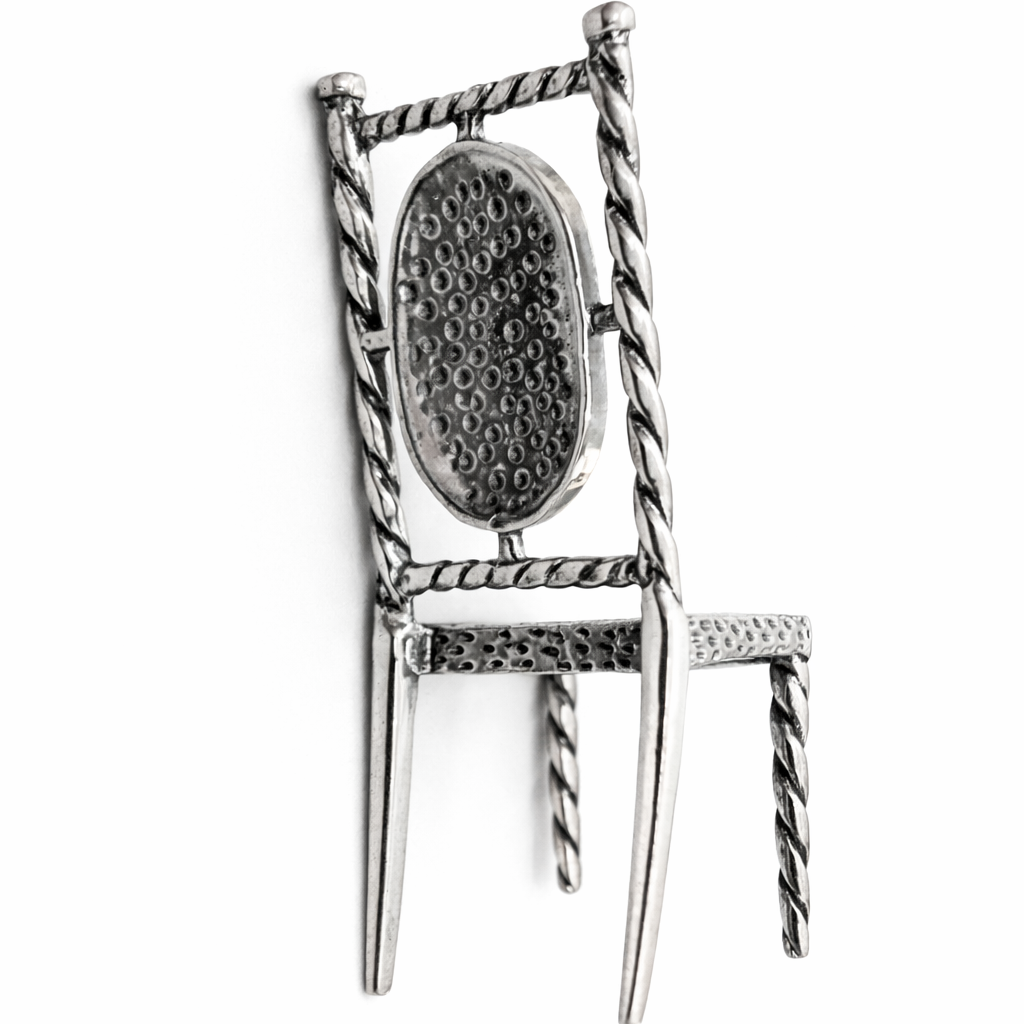 Sterling Silver Miniature Chair – 2" Tall Decorative Ornate Chair (14.5g Solid Silver)