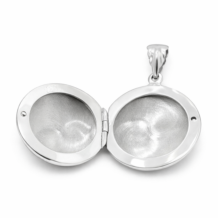 Sterling Silver Oval Locket Pendant – 1.35 Inch Engraved Floral Locket with Bail
