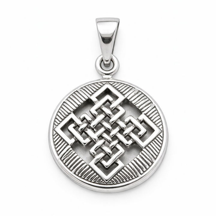 Sterling Silver Endless Knot Pendant – 0.95 Inch Celtic Knot Round Pendant