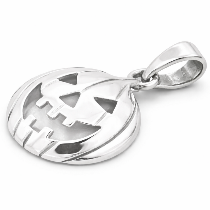 Sterling Silver Jack-O-Lantern Pumpkin Pendant – 1.1" Halloween Pumpkin Charm