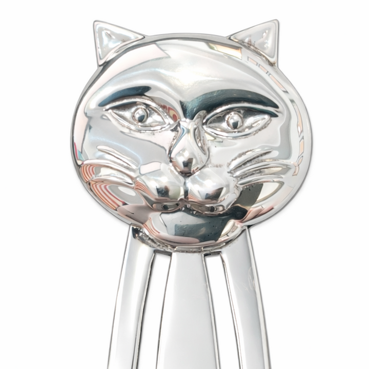 Sterling Silver Cat Bookmark – Polished 925 Silver Cat Face Book Marker 3.5 Inch Long