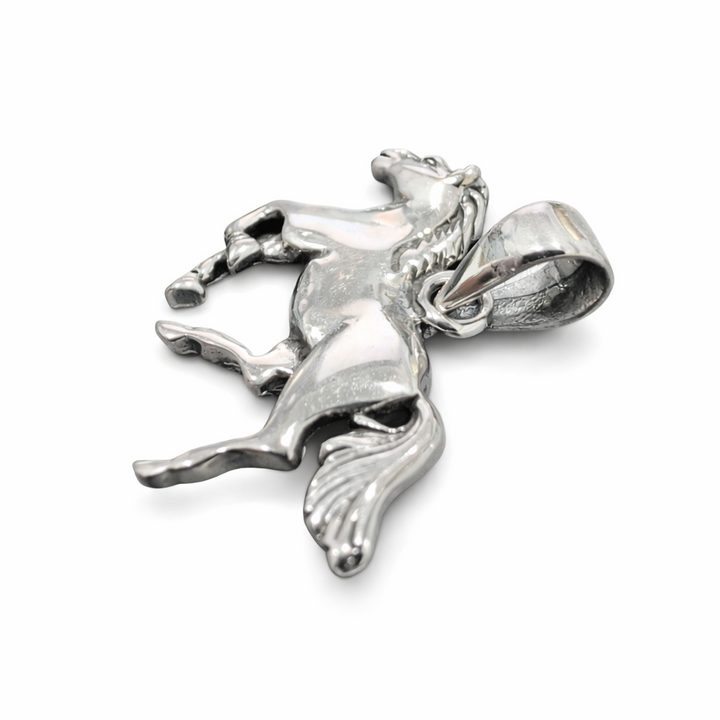 Sterling Silver Rearing Horse Pendant – 1.1 Inch Equestrian Horse Charm Necklace Pendant