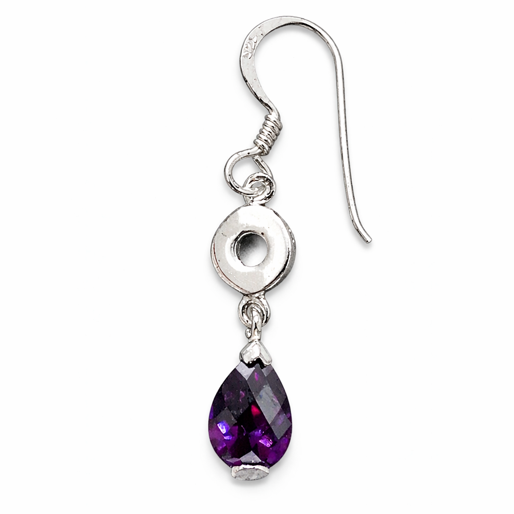 Sterling Silver Amethyst Drop Earrings – 8x5.75mm Pear-Cut Amethyst – 1 Inch Dangle – February Birthstone Jewelry