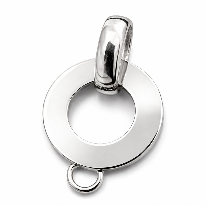 Sterling Silver Charm Holder Pendant – 1.2 Inch Drop with Bail – Open Circle Charm Carrier for Interchangeable Charms
