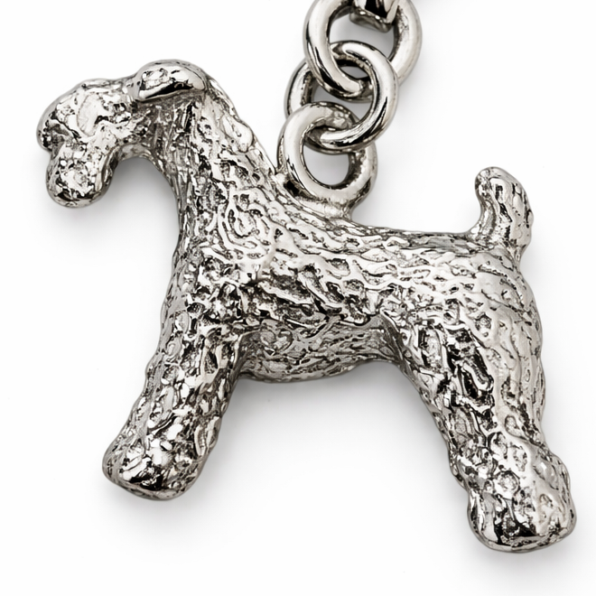 Sterling Silver Terrier Dog Charm Pendant – 1 Inch Drop with Lobster Clasp, Textured Dog Jewelry