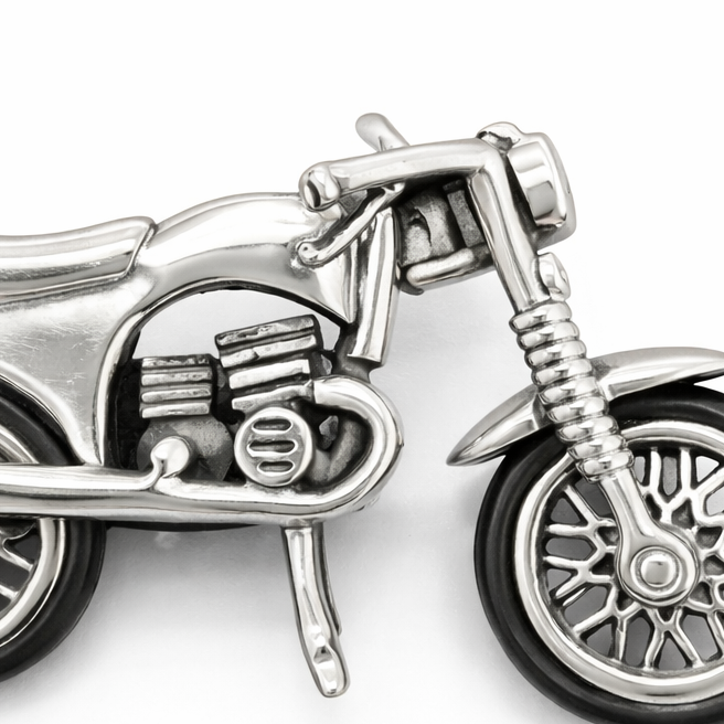 Sterling Silver Mini Motorcycle Figurine – 2 Inch Detailed Bike Model, 17g Solid Silver Collectible