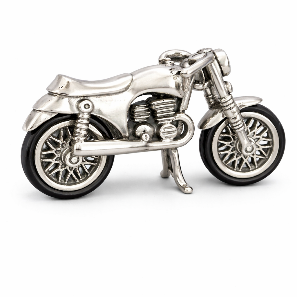 Sterling Silver Mini Motorcycle Figurine – 2 Inch Detailed Bike Model, 17g Solid Silver Collectible
