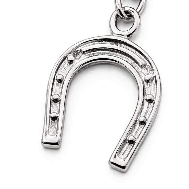 Sterling Silver Horseshoe Charm – Lucky Pendant w/ Clasp 1.25" Drop