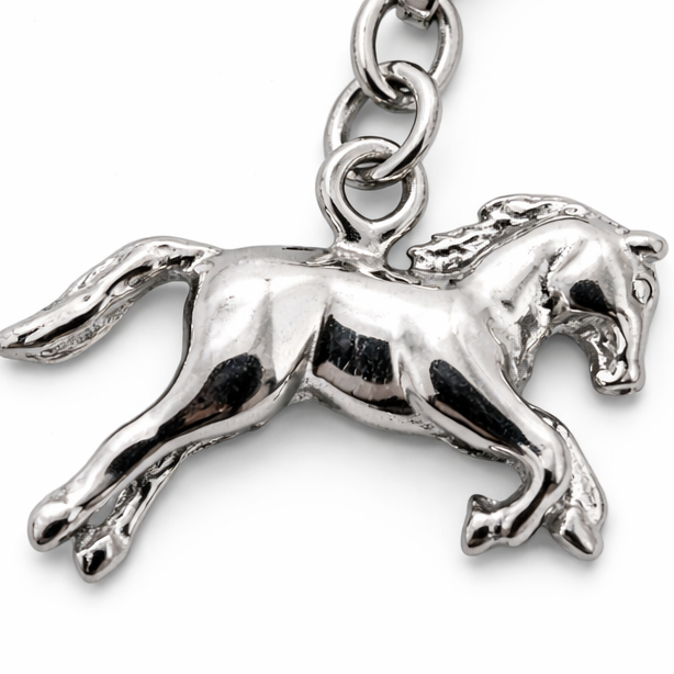 Sterling Silver Horse Charm Pendant – 1" Drop w/ Clasp Equestrian Jewelry