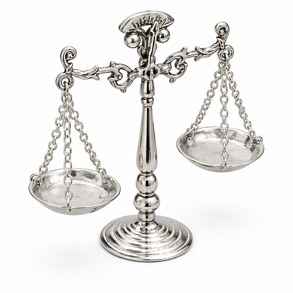 Sterling Silver Balance Scale Miniature – 2.35" Wide Decorative Justice Scales (16g)