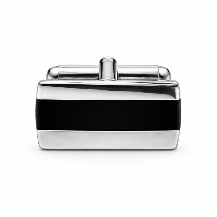 Sterling Silver and Black Onyx Stripe Cufflinks