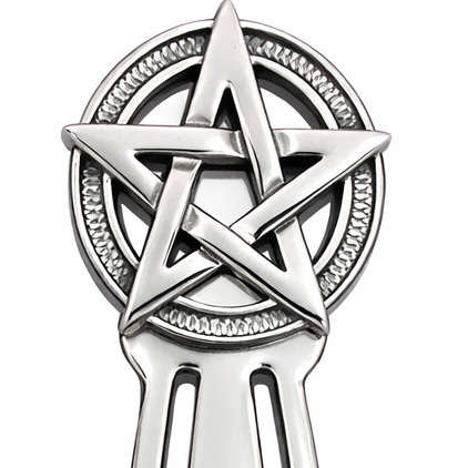 Sterling Silver Pentagram Sword Bookmark – Gothic Wiccan Star Book Marker – 3.1 Inch Metal Pagan Bookmark