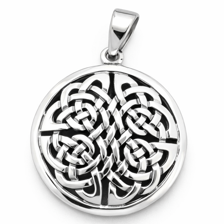 Sterling Silver Celtic Knot Pendant Necklace – 1.5 Inch Celtic Knot Medallion Pendant with Bail