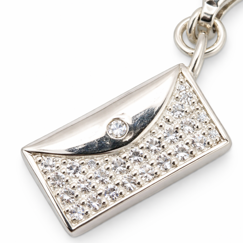 1.1 Inch Purse Charm with Clasp – Sterling Silver CZ Handbag Dangle Charm for Bracelets & Necklaces