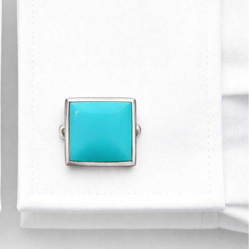 Sterling Silver Turquoise Cufflinks – 0.60 Inch Square