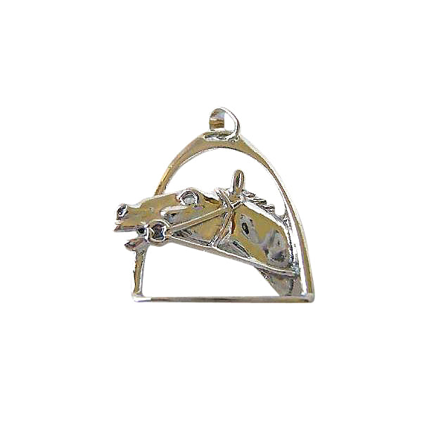 Sterling Silver Horse Head Pendant in Stirrup Frame – Equestrian Jewelry