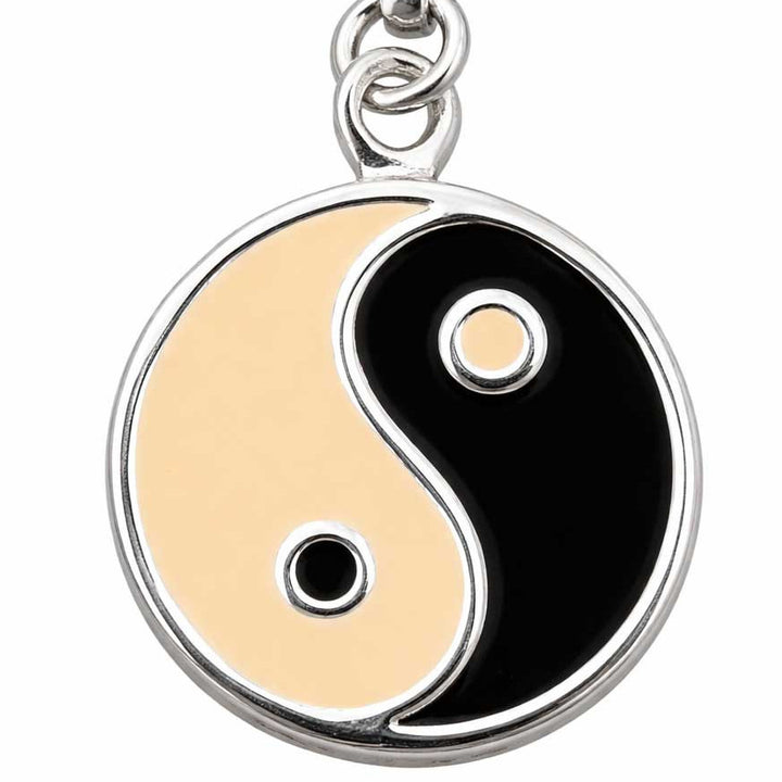 Sterling Silver Yin Yang Charm Pendant 1.15 Inch with Bail – Black White Enamel Yin-Yang Jewelry, Balance Harmony Symbol, Bracelet or Necklace Charm Gift