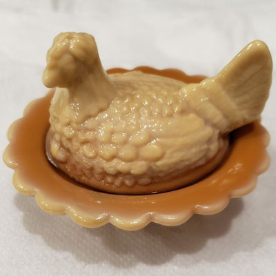Caramel Two-Piece Hand Pressed Glass Ring Holder