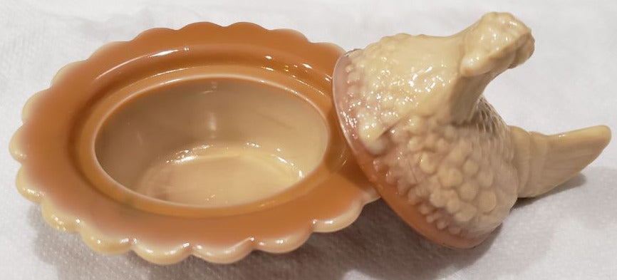 Caramel Two-Piece Hand Pressed Glass Ring Holder