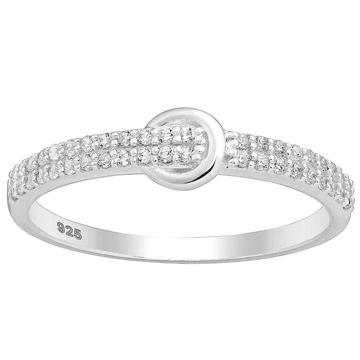 Silver Buckle Diamond Simulant Ring