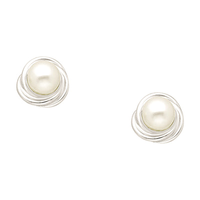 Created Pearl Silver Earrings