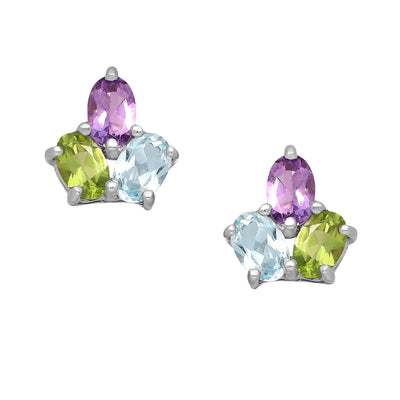 Amethyst, Peridot, & Topaz Earrings