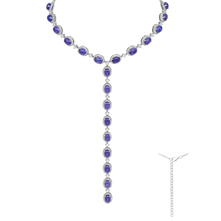 Tanzanite Silver Lariat Necklace