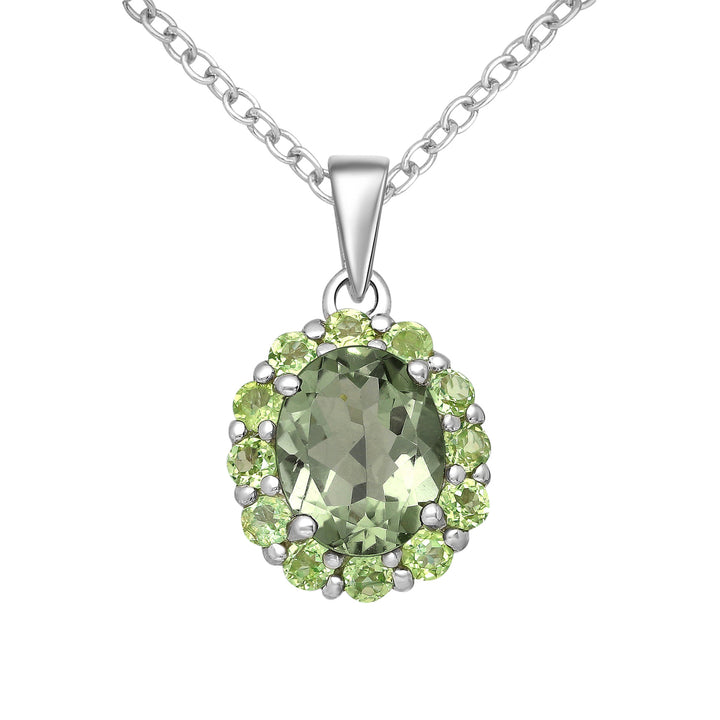 Green Amethyst & Peridot Silver Necklace