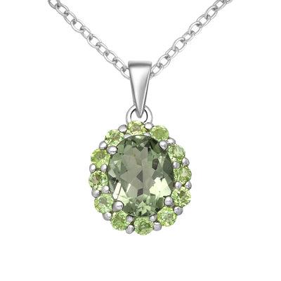 Green Amethyst & Peridot Silver Necklace