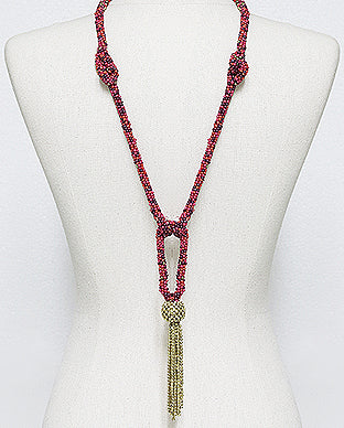 Beaded Tassel Statement Necklace