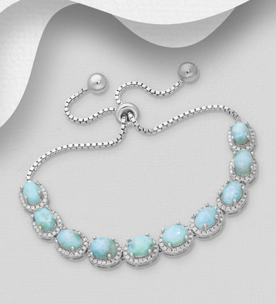 Larimar Bolo Silver Bracelet