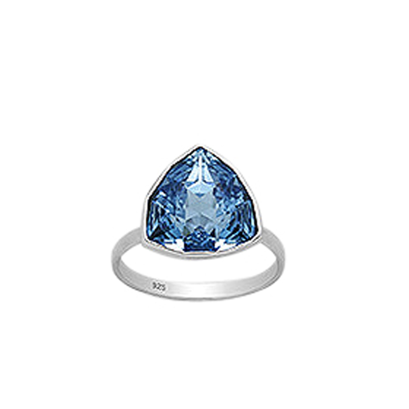 Blue Austrian Crystal Silver Ring