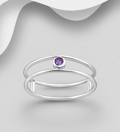 Amethyst Solitaire Silver Ring