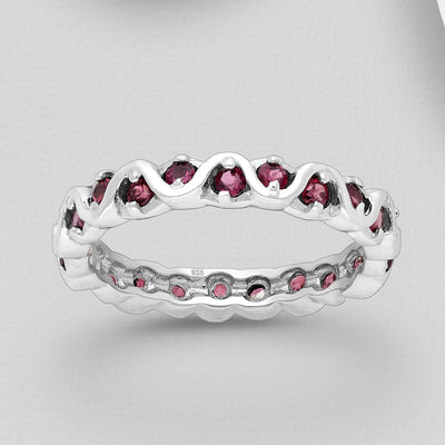 Rhodolite Sterling Silver Band Ring