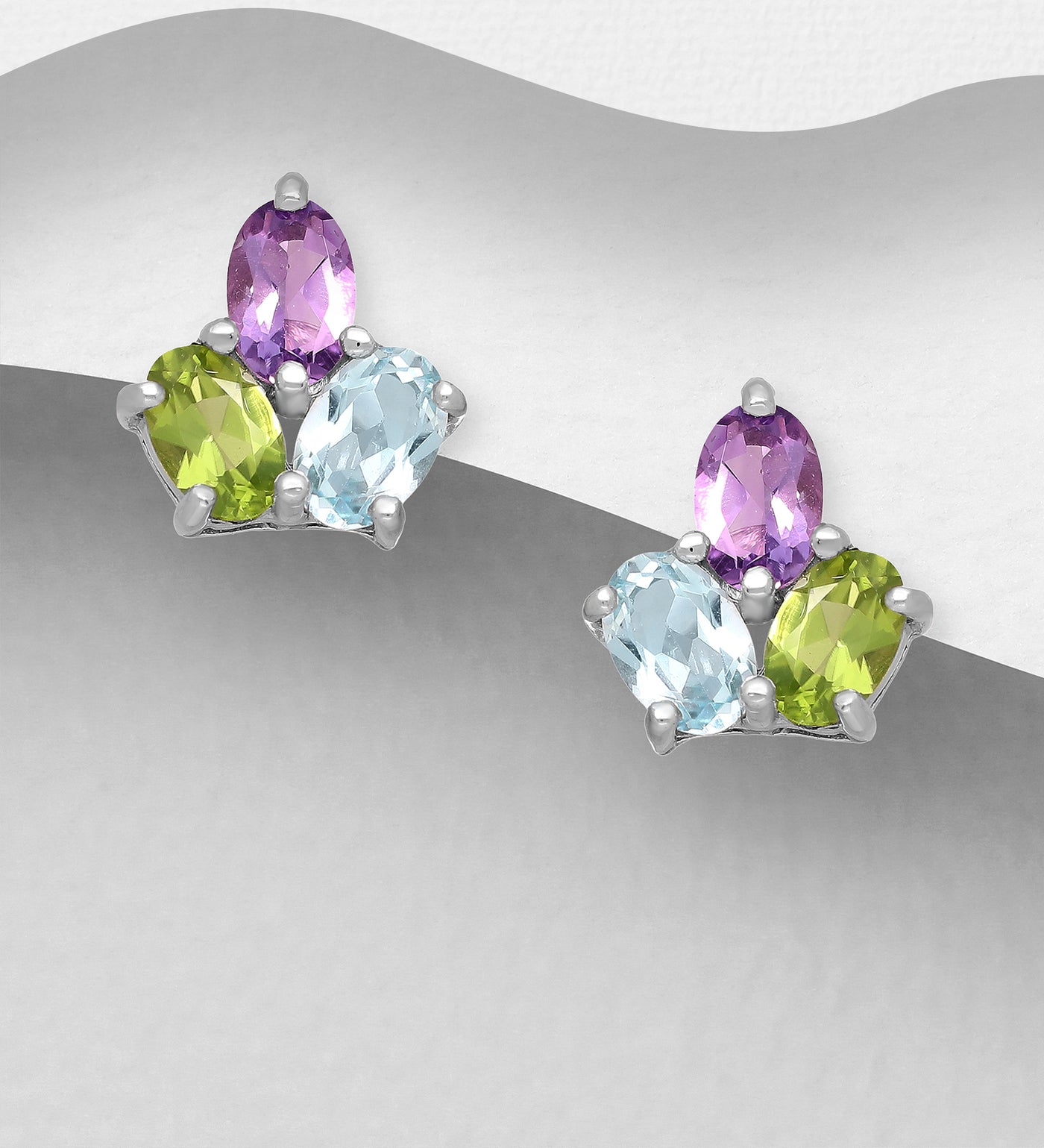 Amethyst, Peridot, & Topaz Earrings