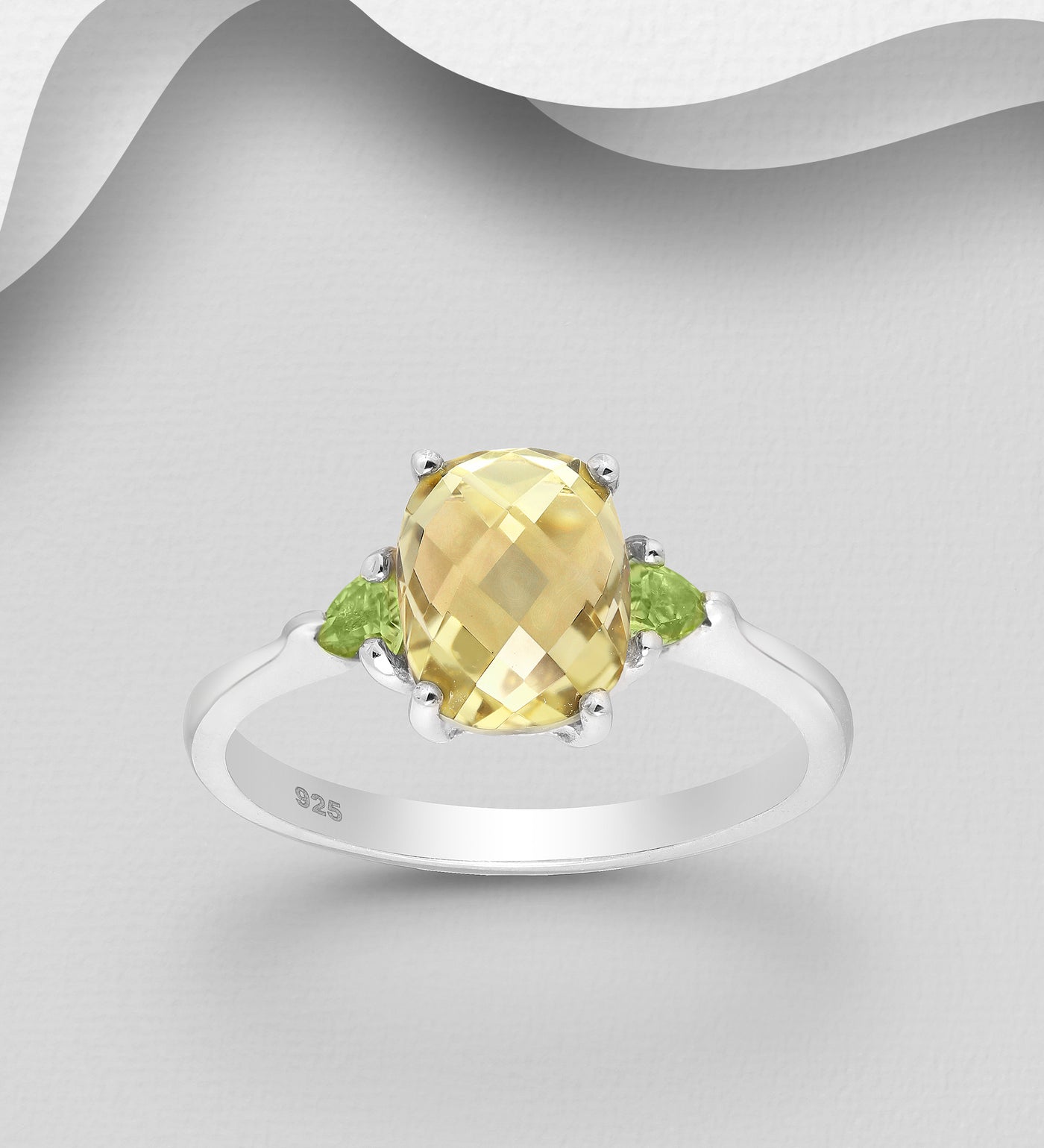 Lemon Quartz Silver Ring